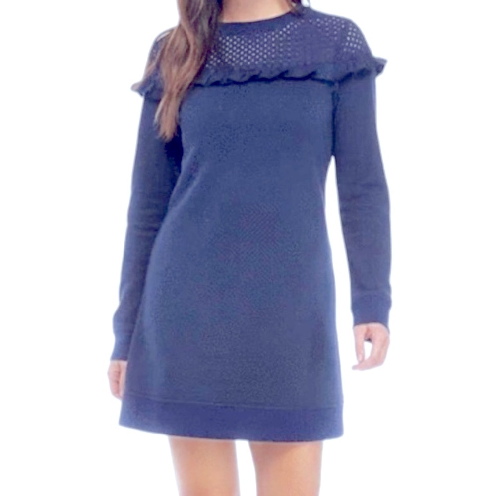 Crown & Ivy Plus Size Blue Sweatshirt Dress with Eyelet Detailing XXL NWT